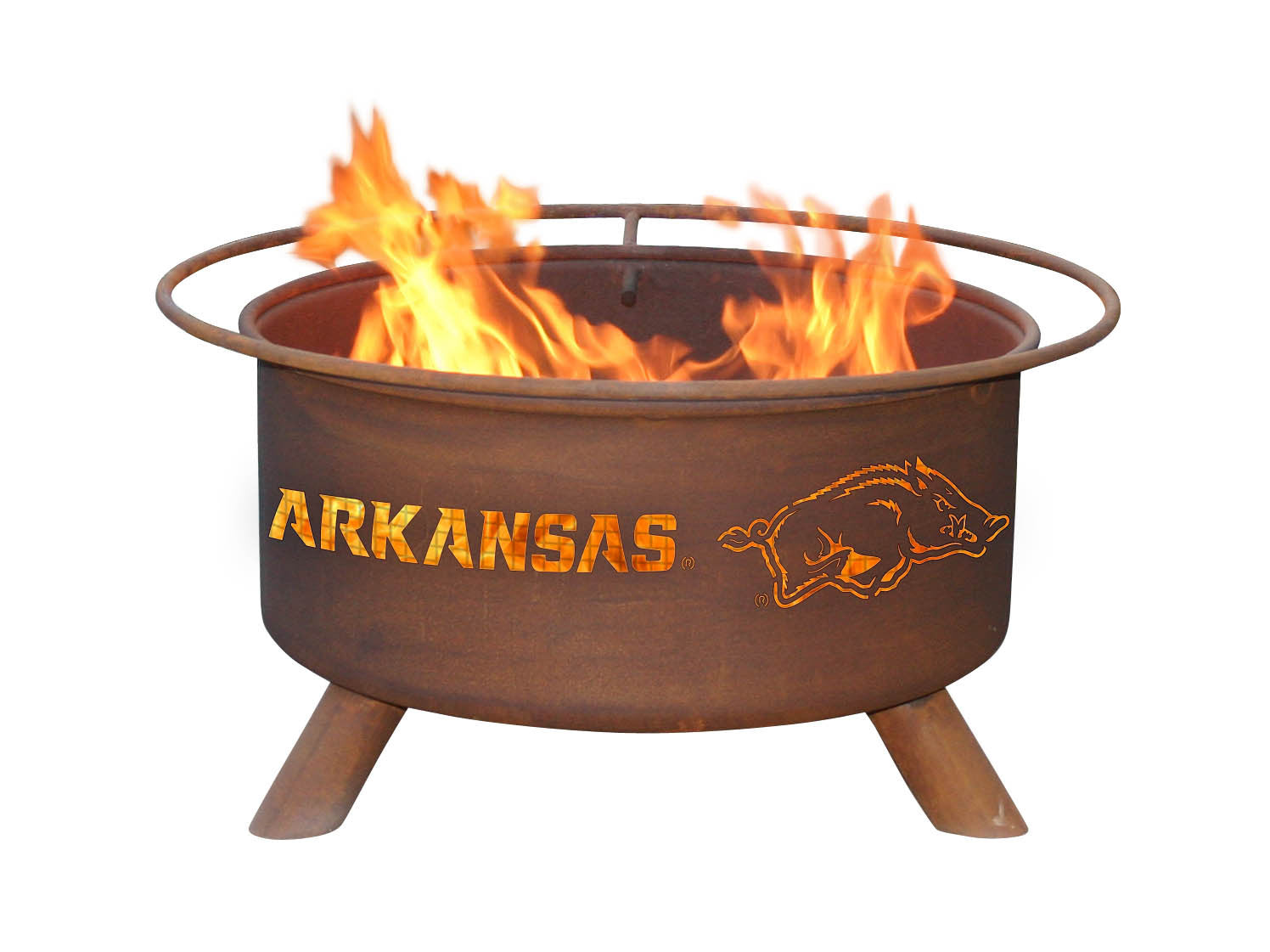 Collegiate University of Arkansas Logo Steel Wood and Charcoal Fire Pit, Fireplace - Yardify.com