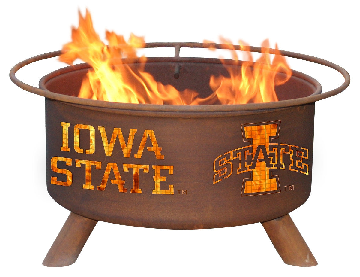 Collegiate Iowa State University Logo Wood / Charcoal Steel Fire Pit, Fireplace - Yardify.com