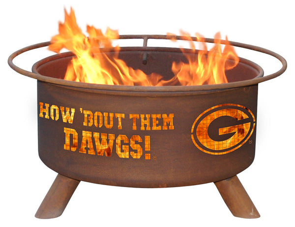 Collegiate University of Georgia Logo Wood and Charcoal Steel Fire Pit, Fireplace - Yardify.com