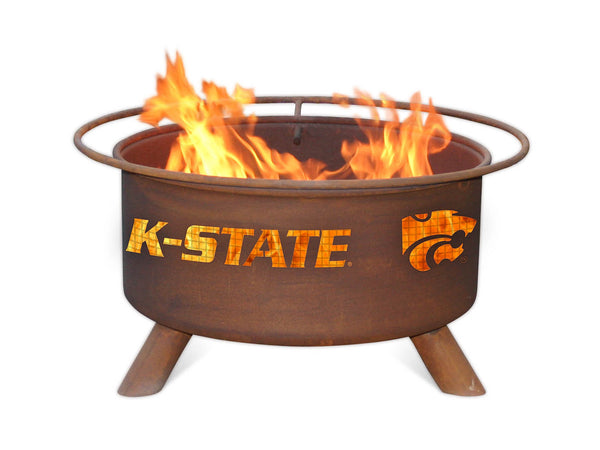 Collegiate Kansas State University Logo Wood / Charcoal Steel Fire Pit, Fireplace - Yardify.com