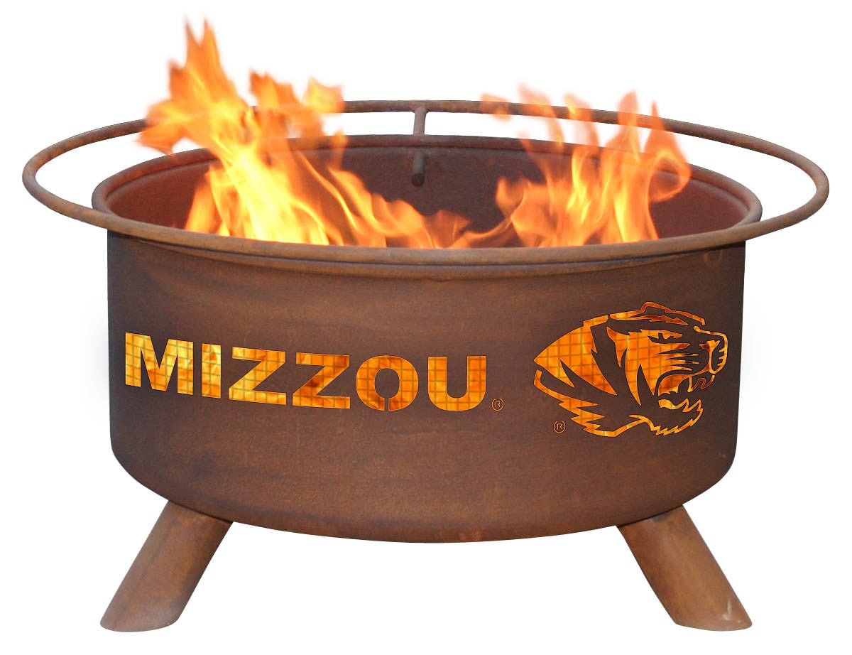 Collegiate University of Missouri Logo Wood / Charcoal Steel Fire Pit, Fireplace - Yardify.com