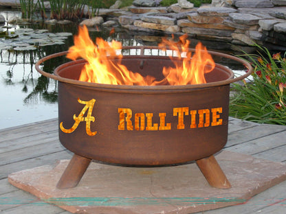 Collegiate University of Alabama Logo Steel Wood and Charcoal Fire Pit, Fireplace - Yardify.com