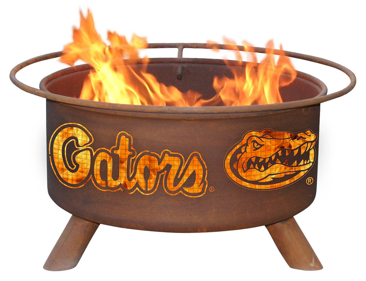 Collegiate University of Florida Logo Wood and Charcoal Steel Fire Pit, Fireplace - Yardify.com