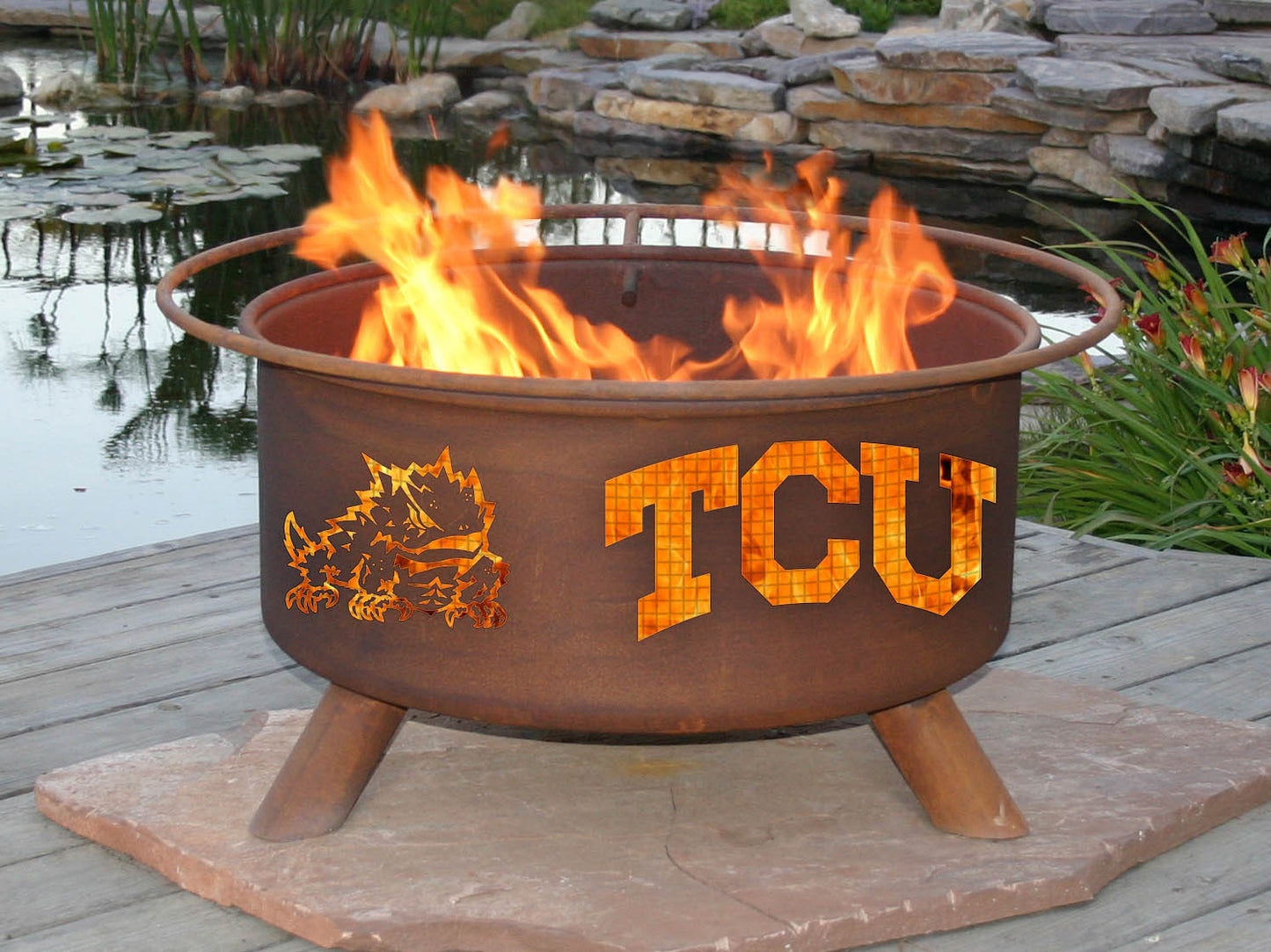 Collegiate TCU Logo Fire Pit, Fireplace - Yardify.com
