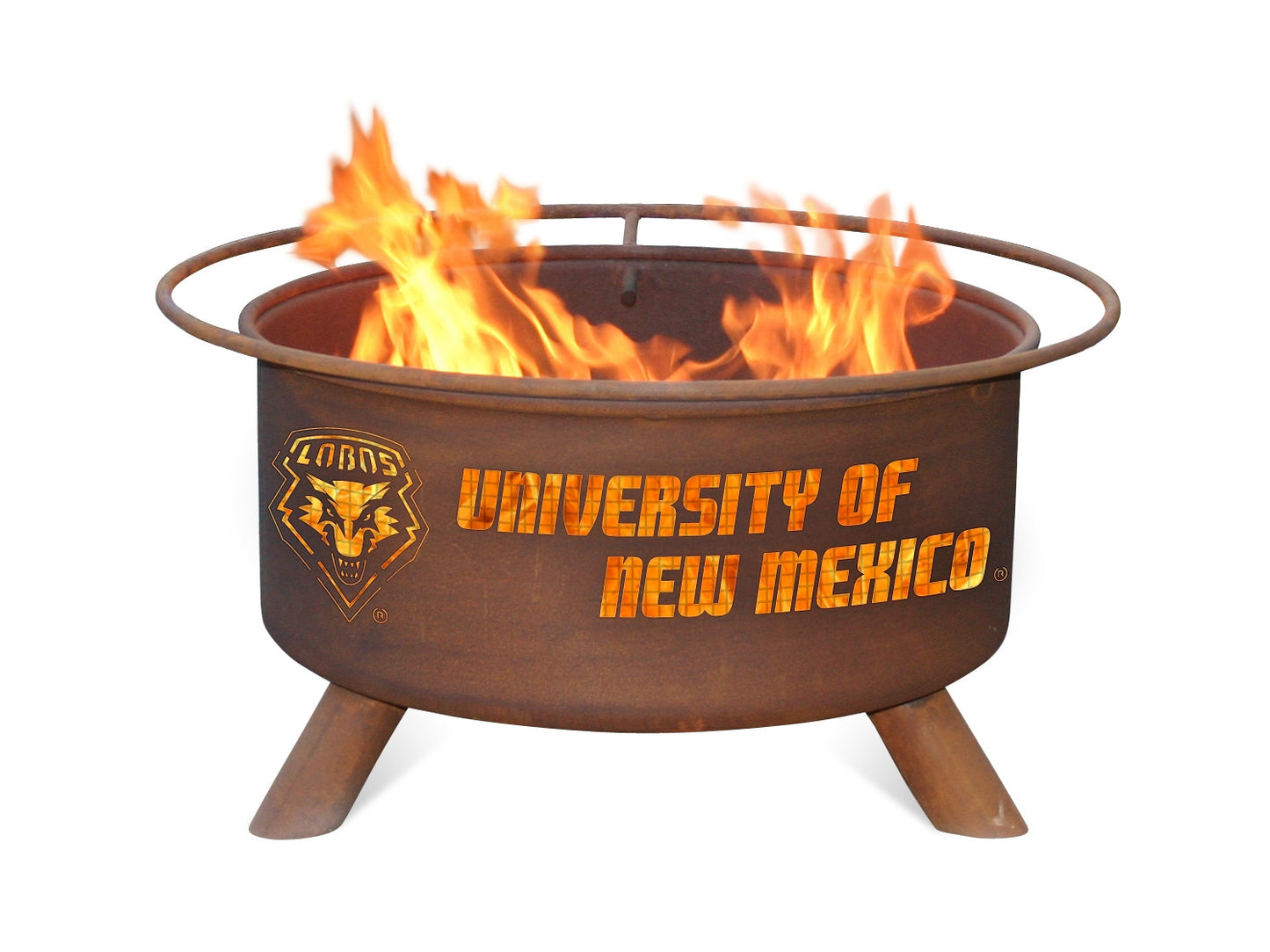 Collegiate University of New Mexico Logo Wood / Charcoal Steel Fire Pit, Fireplace - Yardify.com