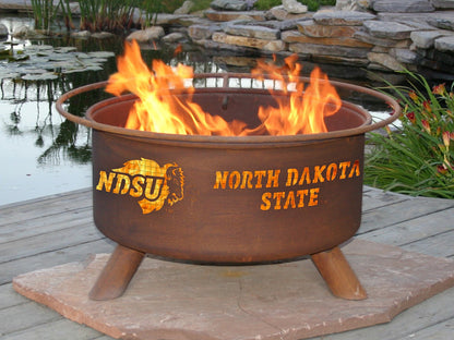 Collegiate North Dakota State University Logo Wood / Charcoal Steel Fire Pit, Fireplace - Yardify.com