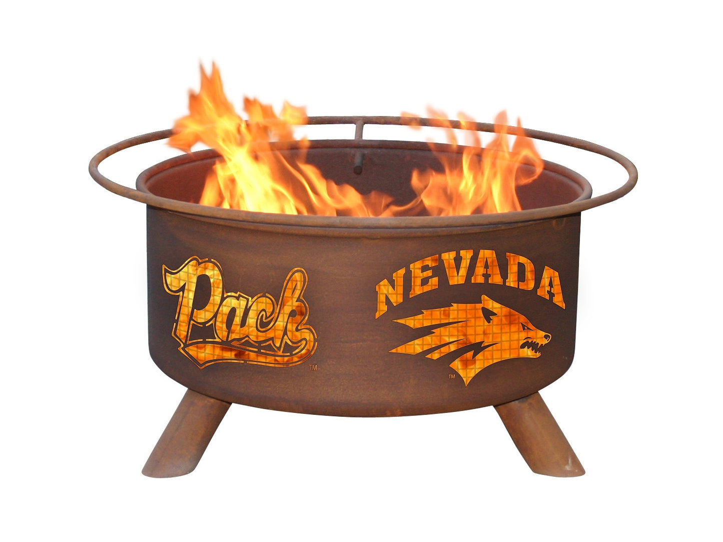 Collegiate University of Nevada Logo Wood / Charcoal Steel Fire Pit, Fireplace - Yardify.com