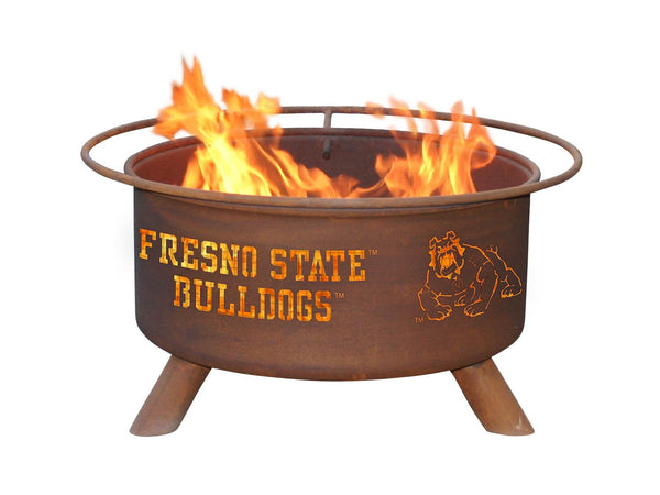 Collegiate Fresno State University Logo Wood and Charcoal Steel Fire Pit, Fireplace - Yardify.com
