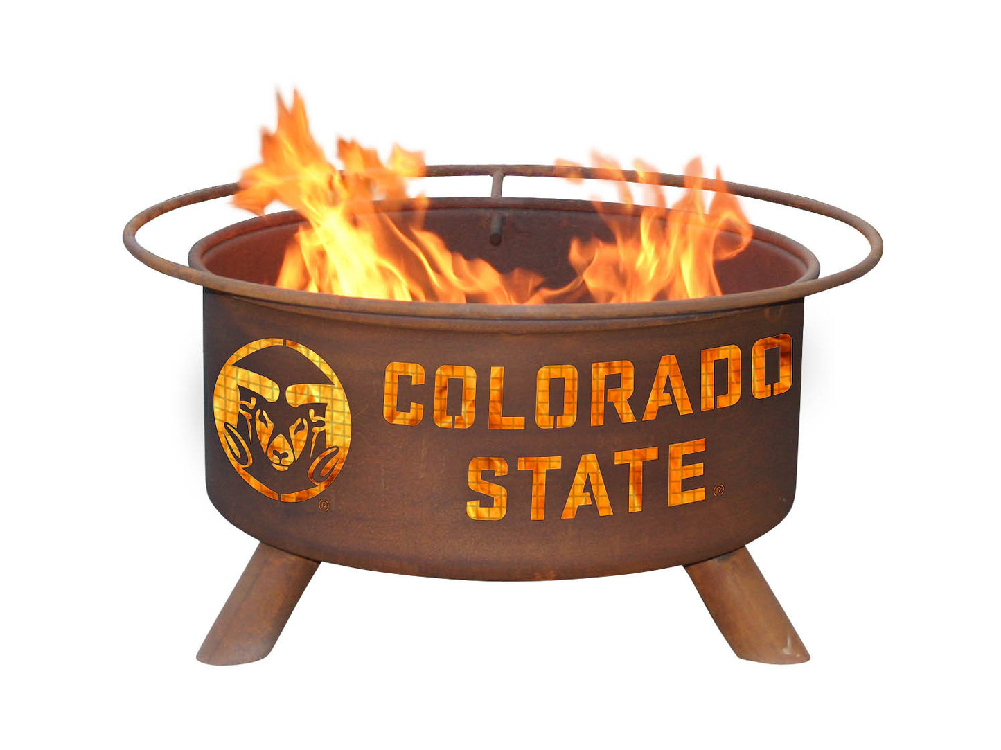 Collegiate Colorado State University Logo Wood and Charcoal Steel Fire Pit, Fireplace - Yardify.com