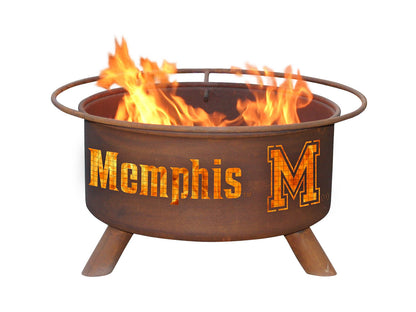 Collegiate University of Memphis Logo Wood / Charcoal Steel Fire Pit, Fireplace - Yardify.com