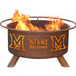 Collegiate Miami (Ohio) University RedHawk Logo Wood / Charcoal Steel Fire Pit, Fireplace - Yardify.com