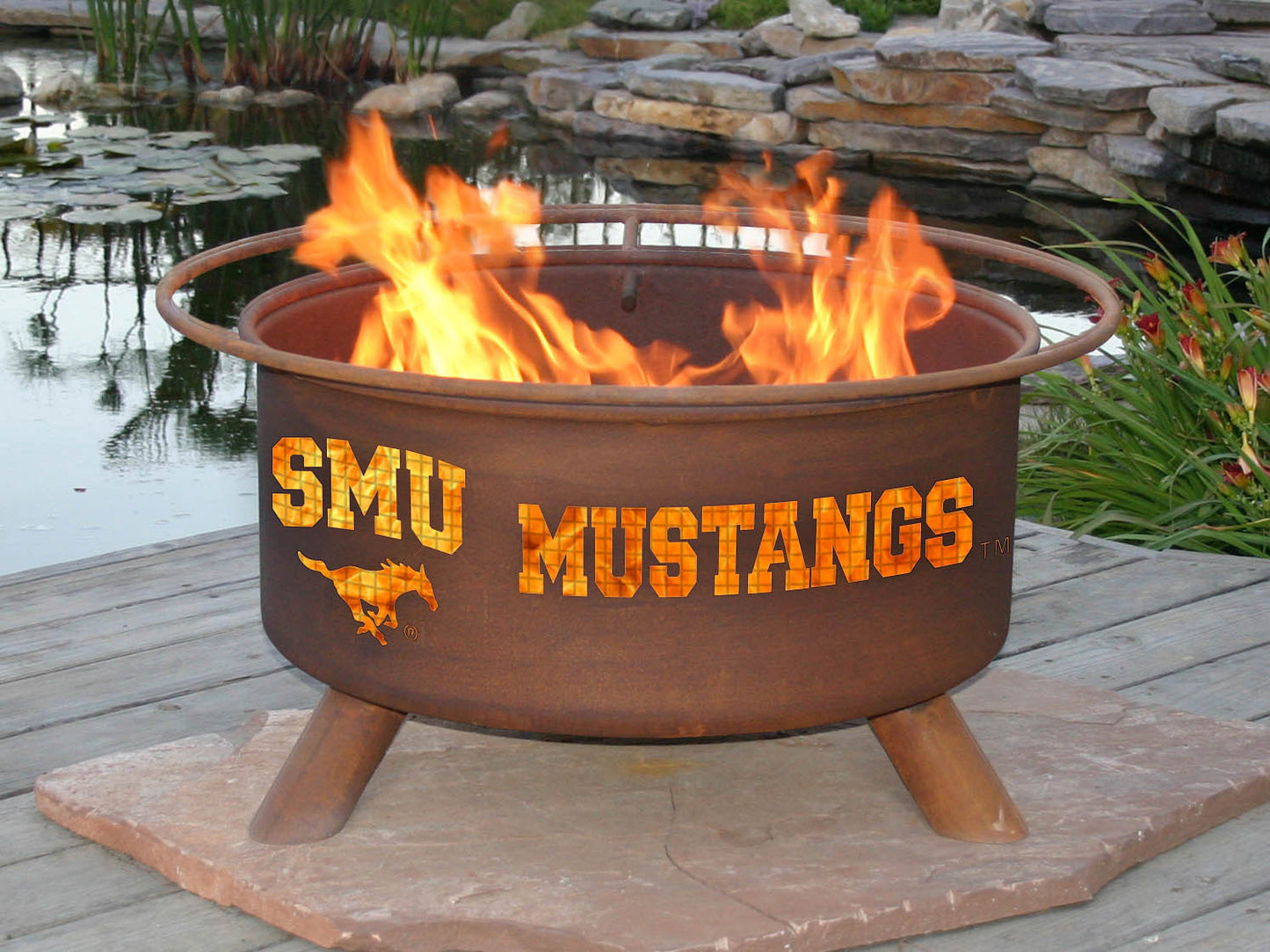 Collegiate SMU Logo Fire Pit, Fireplace - Yardify.com