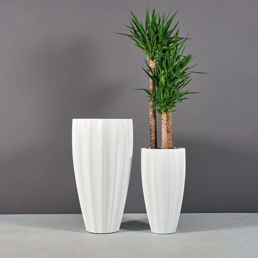Jay Scotts San Jose Ribbed Round Fiberglass Planter Box - Size 22" x 40"H