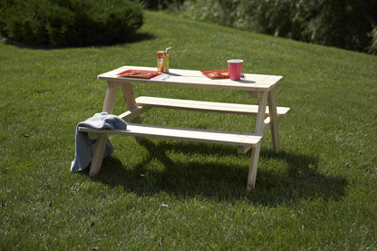 Wooden Cedar, Unfinished Outdoor and Indoor Kids Picnic Table, Table - Yardify.com