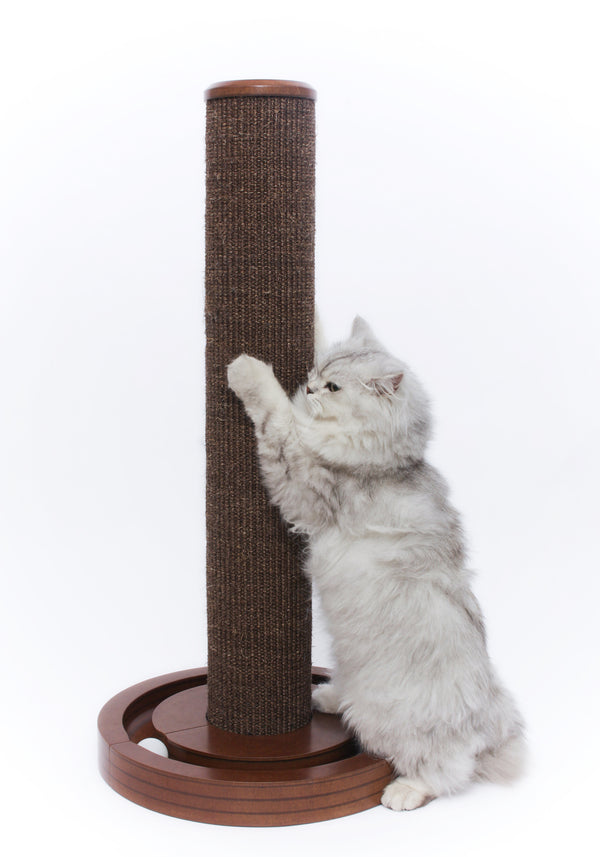 Solid Wood Cat Scratching Post with Round Ball Toy Base, Cat - Yardify.com