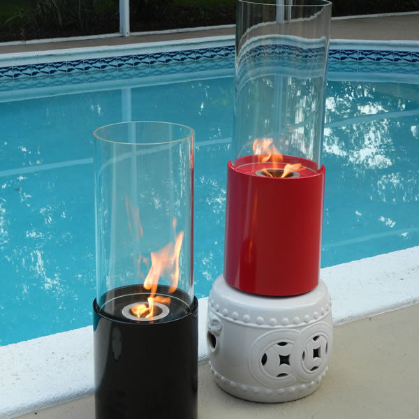 Nu-Flame Doppio Rouge Cylinder Tabletop Fireplace Red (NF-T2DOOR), Fireplace - Yardify.com