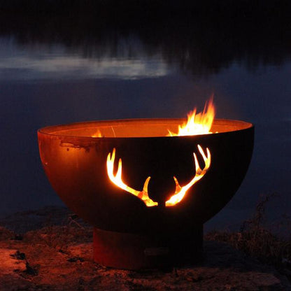 Fire Pit Art Antlers - 36" Unique Handcrafted Carbon Steel Fire Pit (Antlers), Fireplace - Yardify.com