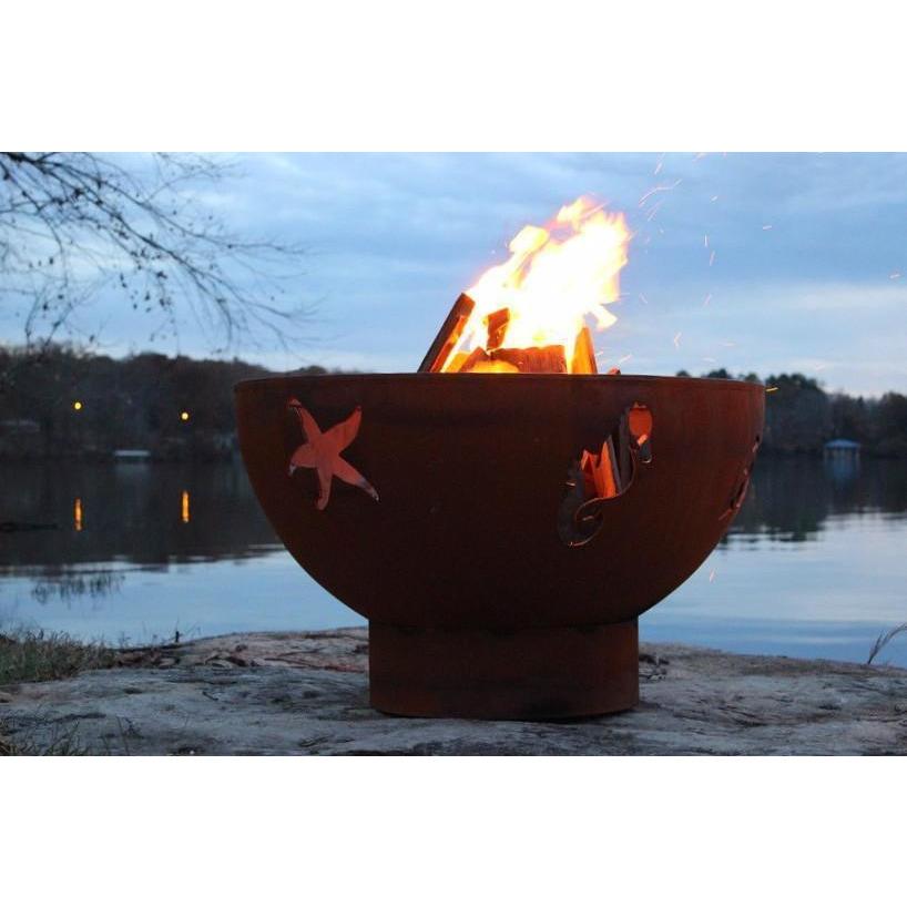 Fire Pit Art Sea Creatures - 36" Handcrafted Carbon Steel Fire Pit (SEA)